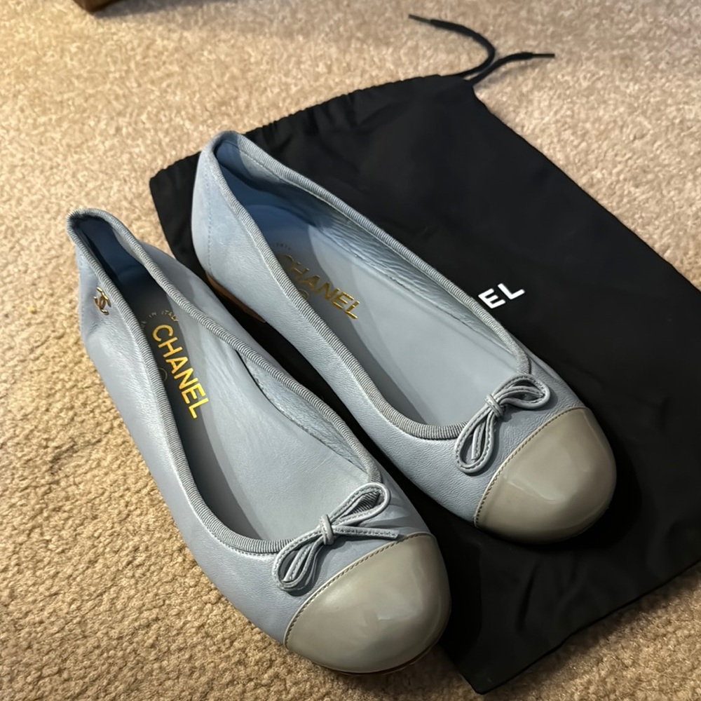Chanel Light Blue Ballet Flats